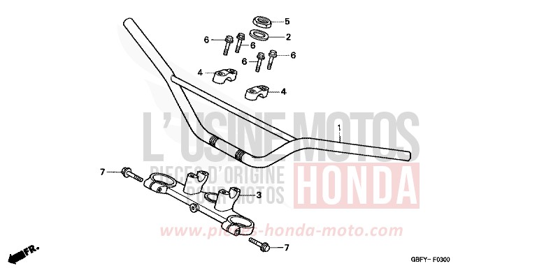 ROHRGRIFF/OBERE BRUECKE von CR80R "große Räder" EXPLOSION RED (R254) von 2002